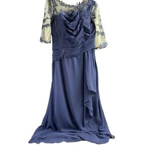 Lanting Bride Mother of the Bride or Groom Dress, Vintage, Dark Cornflower Blue